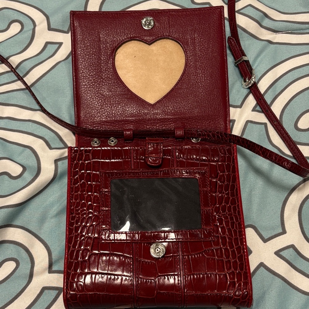 Brighton Red Croc-Embossed Leather Crossbody Bag - Picture 7 of 8